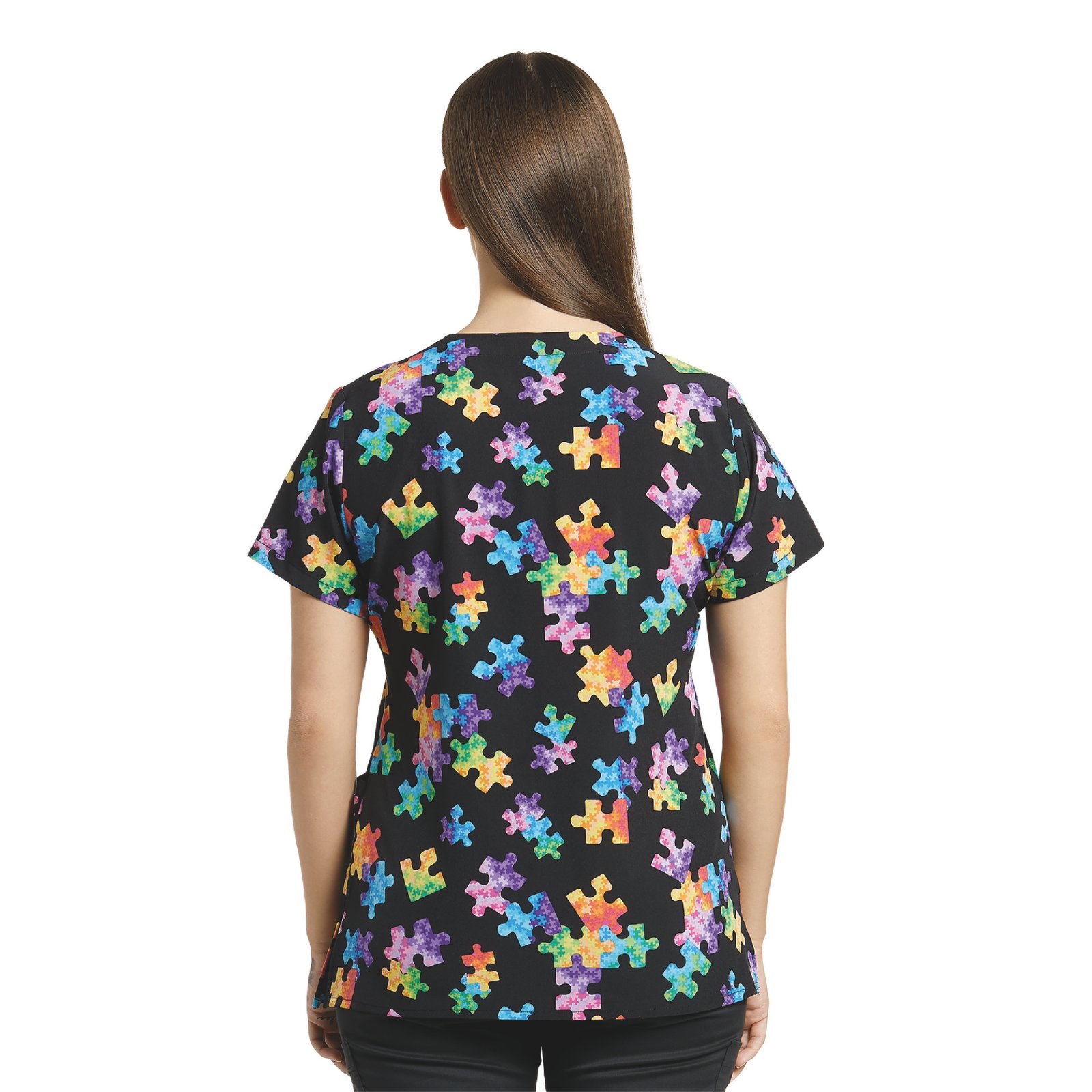 TOP 618 CUELLO V ESTAMPADO PUZZLE - Imagen 2