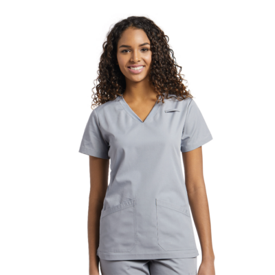 TOP SCRUBS 644 CUELLO V GRIS WHITE CROSS
