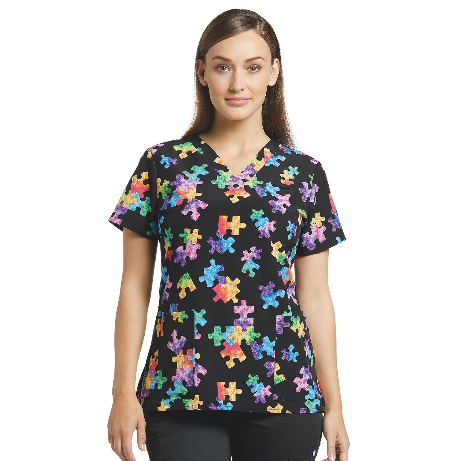 TOP 618 CUELLO V ESTAMPADO PUZZLE