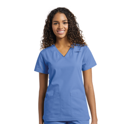 TOP SCRUBS 644 CUELLO V AZUL CLARO WHITE CROSS