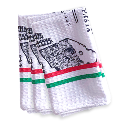 Paño Cocina Panal Blanco Estampado Italiano