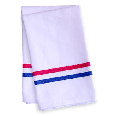 Paño Cocina Blanco Banda Francesa 100% Algodón