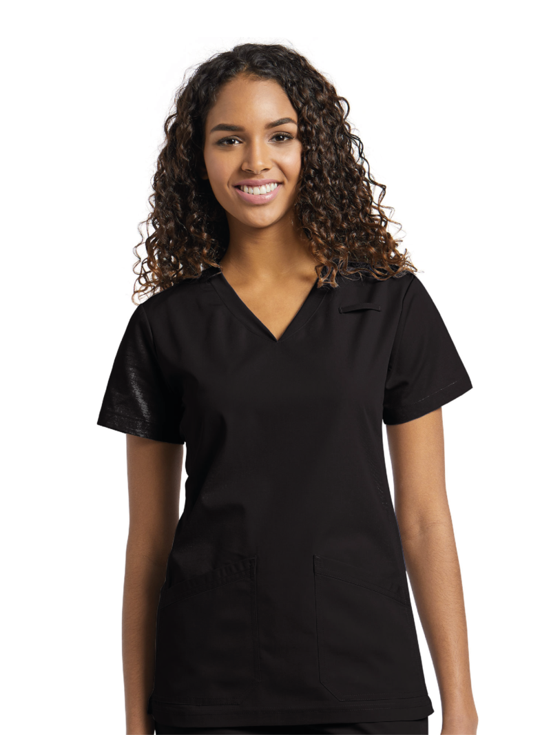 TOP SCRUBS 644 CUELLO V NEGRO WHITE CROSS