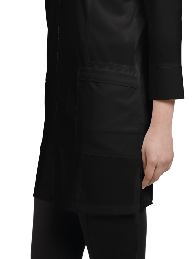 DELANTAL MÉDICO 2417 FIT CON CIERRE NEGRO WHITE CROSS