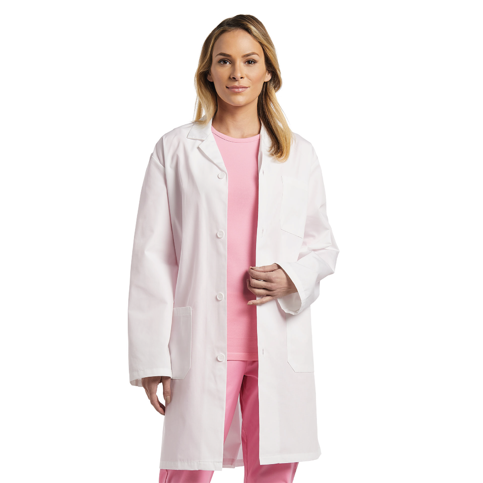 DELANTAL MÉDICO 2068 UNISEX BLANCO CON BOTONES WHITE CROSS - Imagen 2