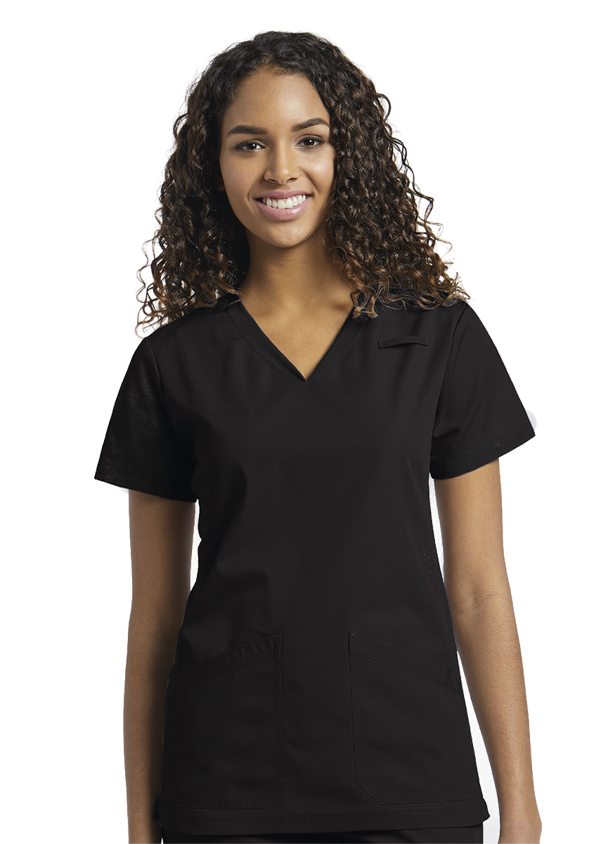 TOP SCRUBS 644 CUELLO V NEGRO WHITE CROSS
