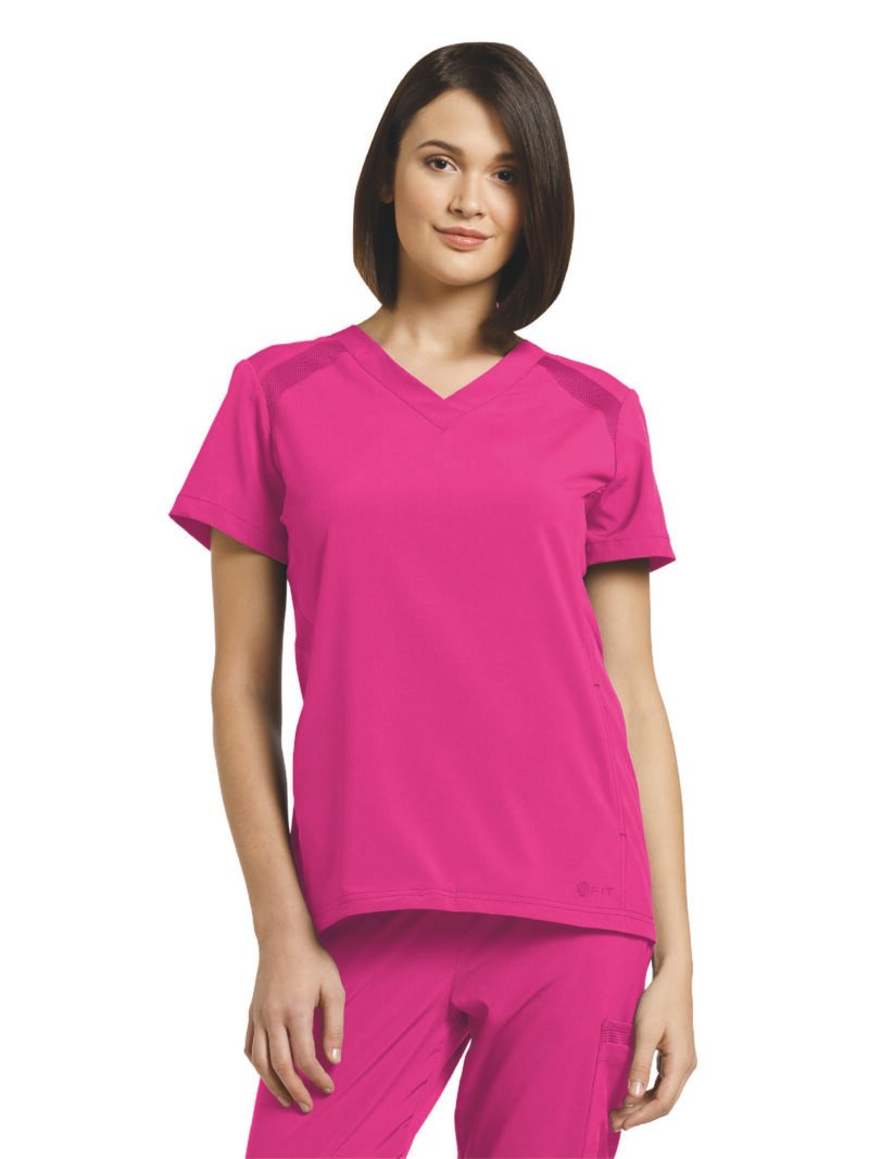 TOP FIT 746 CUELLO V ROSA FUCSIA WHITE CROSS