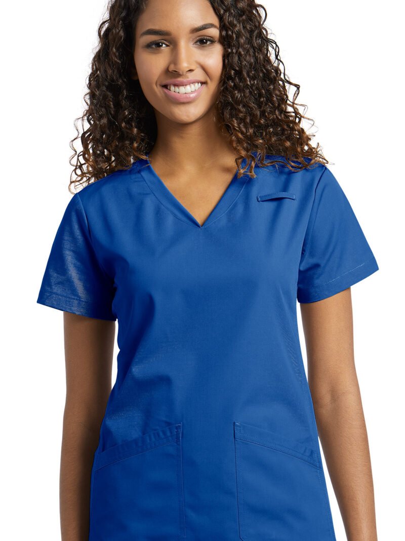 TOP SCRUBS 644 CUELLO V AZUL ROYAL WHITE CROSS