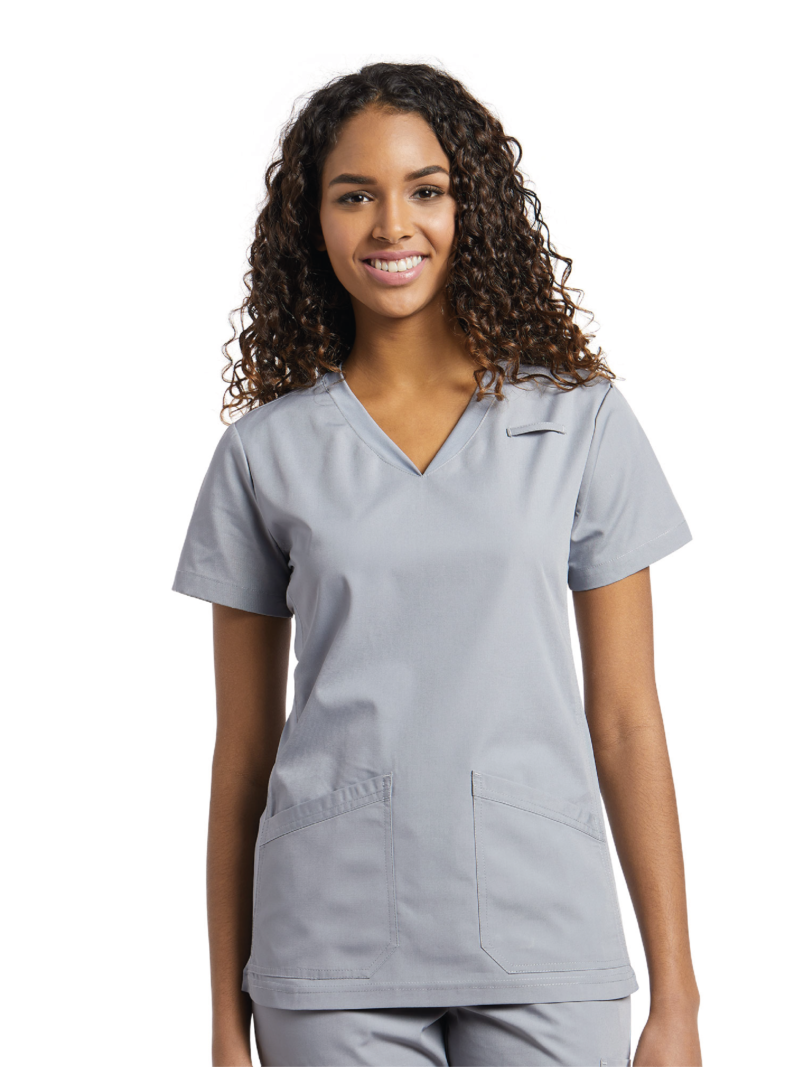 TOP SCRUBS 644 CUELLO V GRIS WHITE CROSS