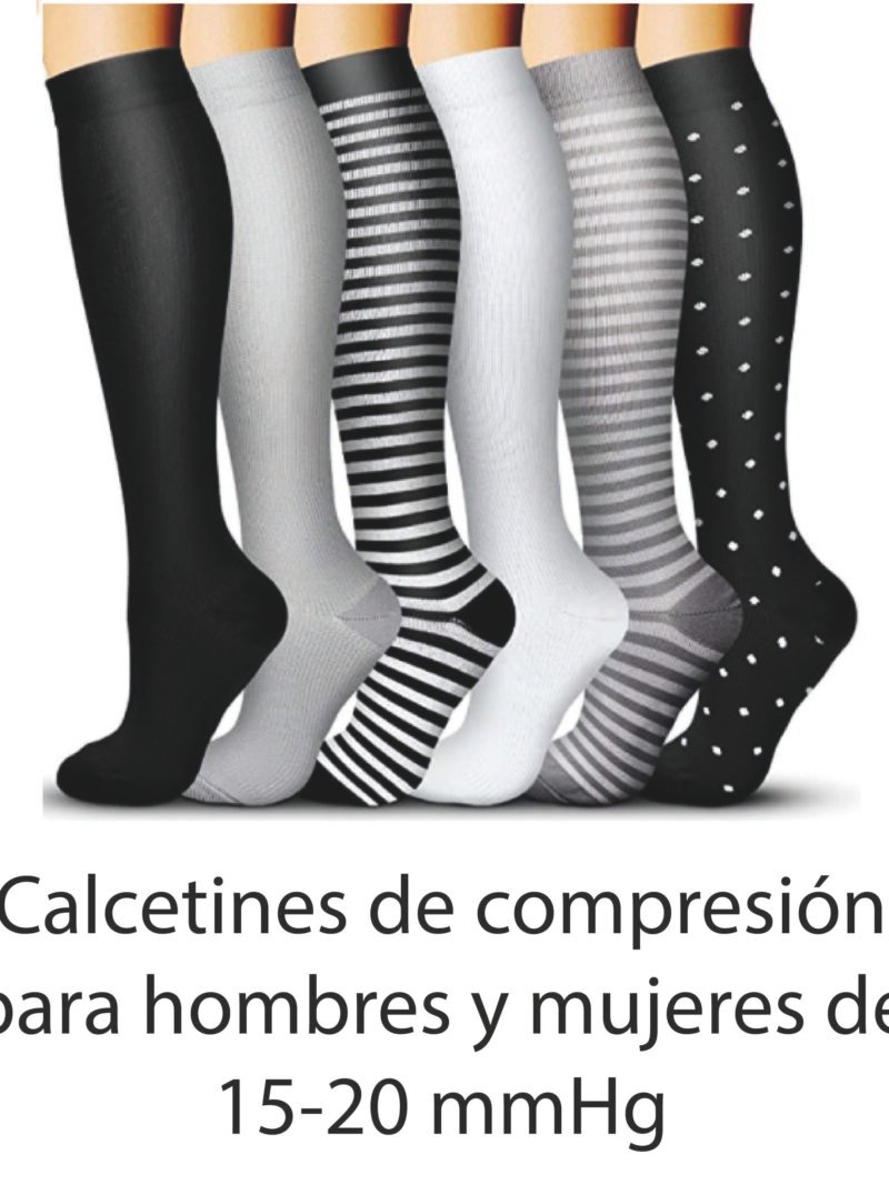 CALCETIN COMPRESION UNISEX 15-20 MMHG S/M BLANCO NEGRO