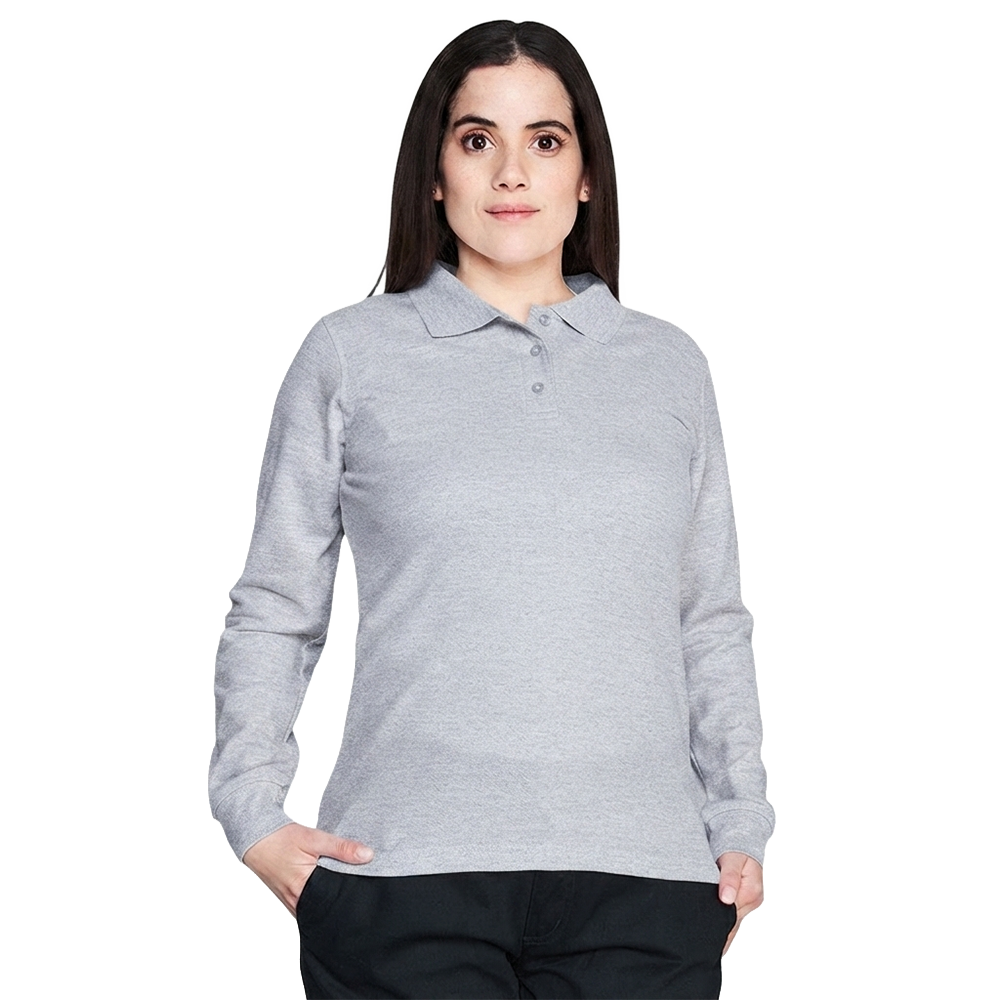POLERA PIQUÉ ML MUJER GRIS - Imagen 2