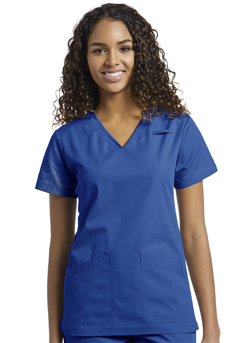TOP SCRUBS 644 CUELLO V AZUL ROYAL WHITE CROSS