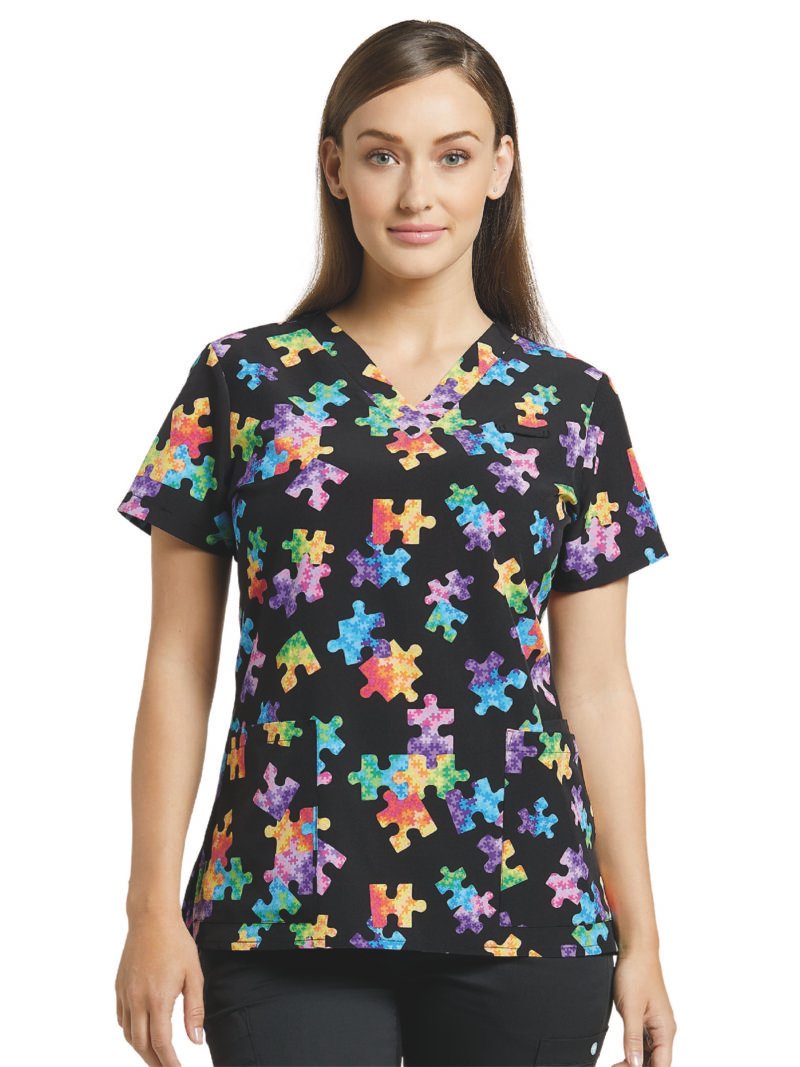 TOP 618 CUELLO V ESTAMPADO PUZZLE