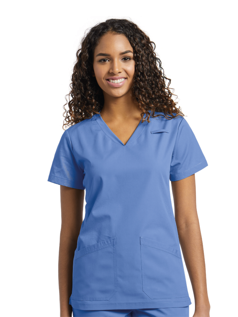 TOP SCRUBS 644 CUELLO V AZUL CLARO WHITE CROSS
