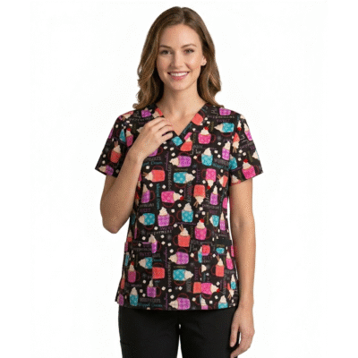 Blusa médica White Cross Sweet Chocolate Coral mujer