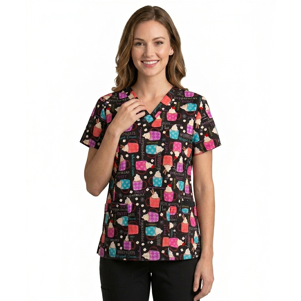 Blusa médica White Cross Sweet Chocolate Coral mujer