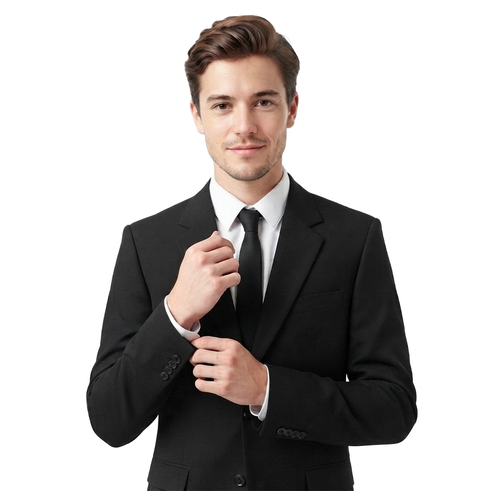 VESTON POLY COTTON HOMBRE NEGRO - Imagen 2